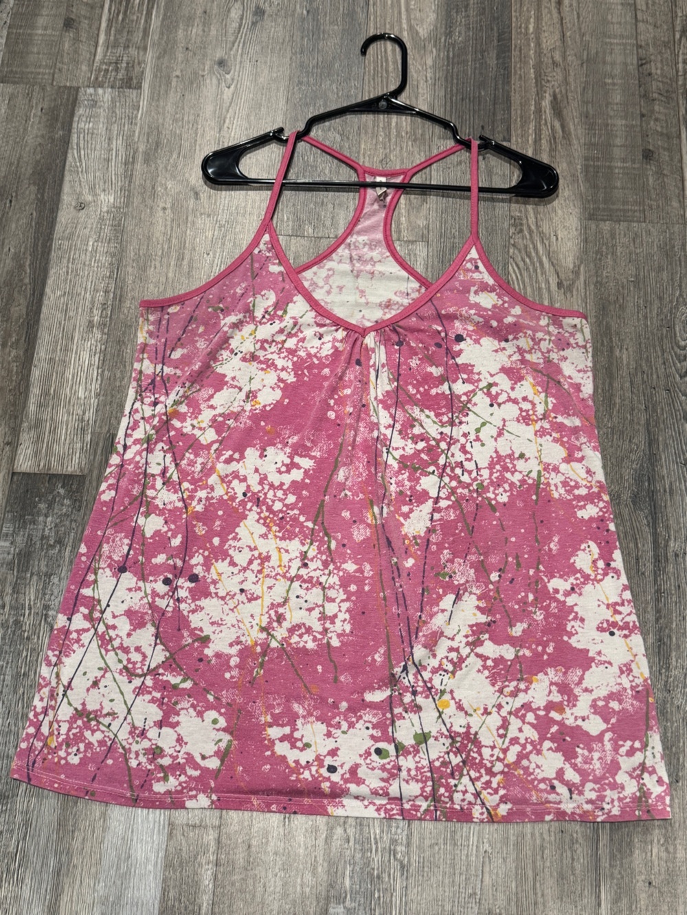 Pink Paint-Splatter Tank Top